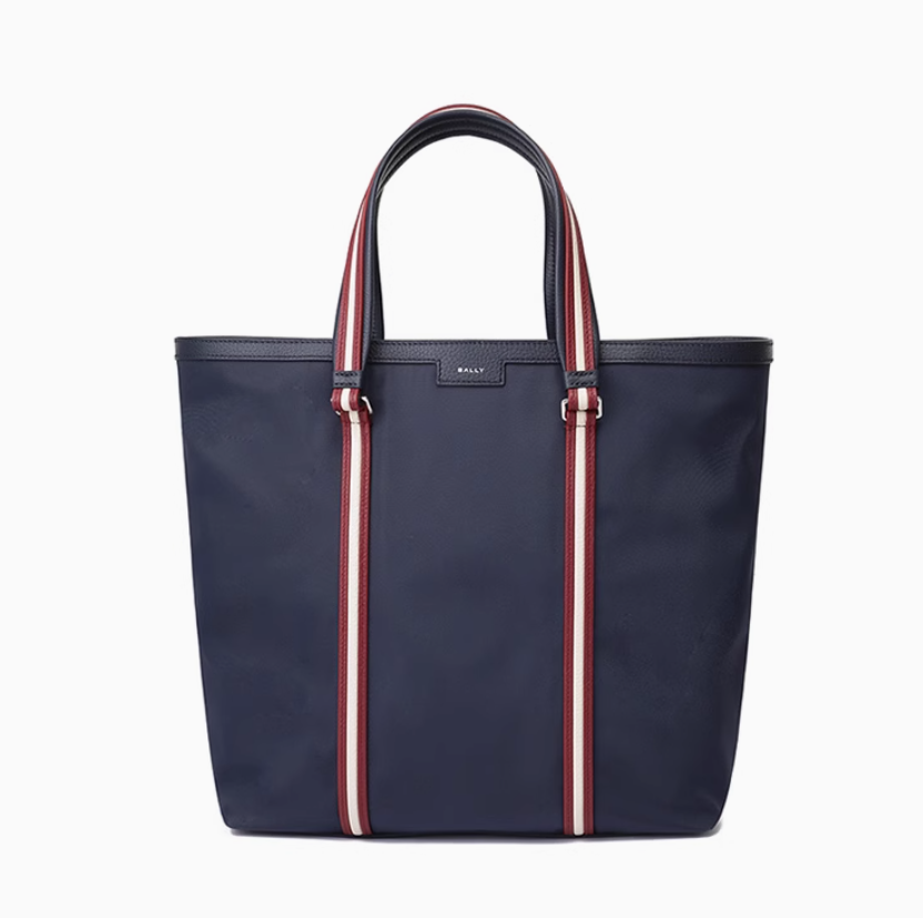 Bally/巴利男女同款织物配皮托特包购物袋手提单肩包 CODE TOTE